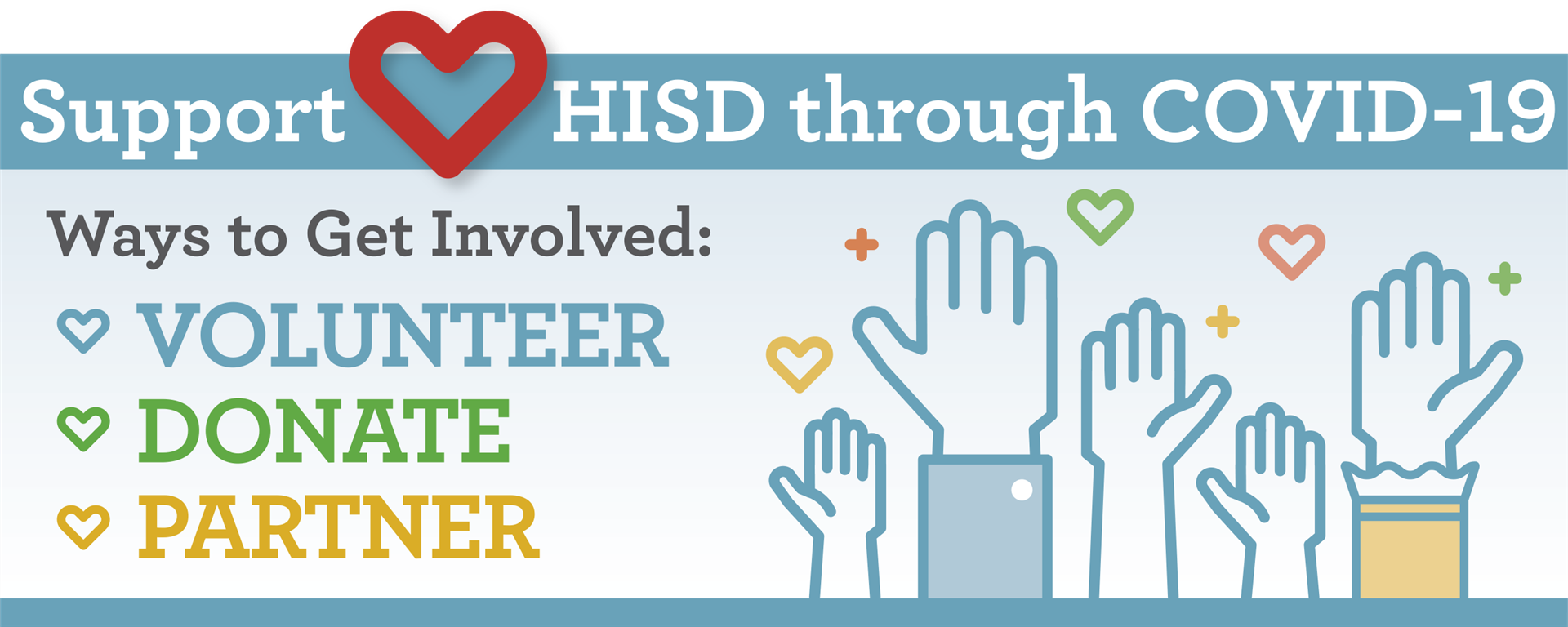 Web Banner for Support HISD through COVID-19 